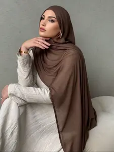 Women's elegant plain color scarf Multicolor (black, brown, white, pink)Lightweight Breathable Modesty Muslim Hijab Scarf, Fashionable Plain Woven Fabric, All-Season Casual Elegant Multifunctional ShawlSuitable for pairing abaya with long robes