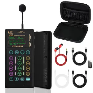 Portable Handheld Live Streaming Sound Card Set, Voice Changer Device, Audio Mixer, Mic Kit for Podcasts, Broadcasting, Gaming, Gift Idea