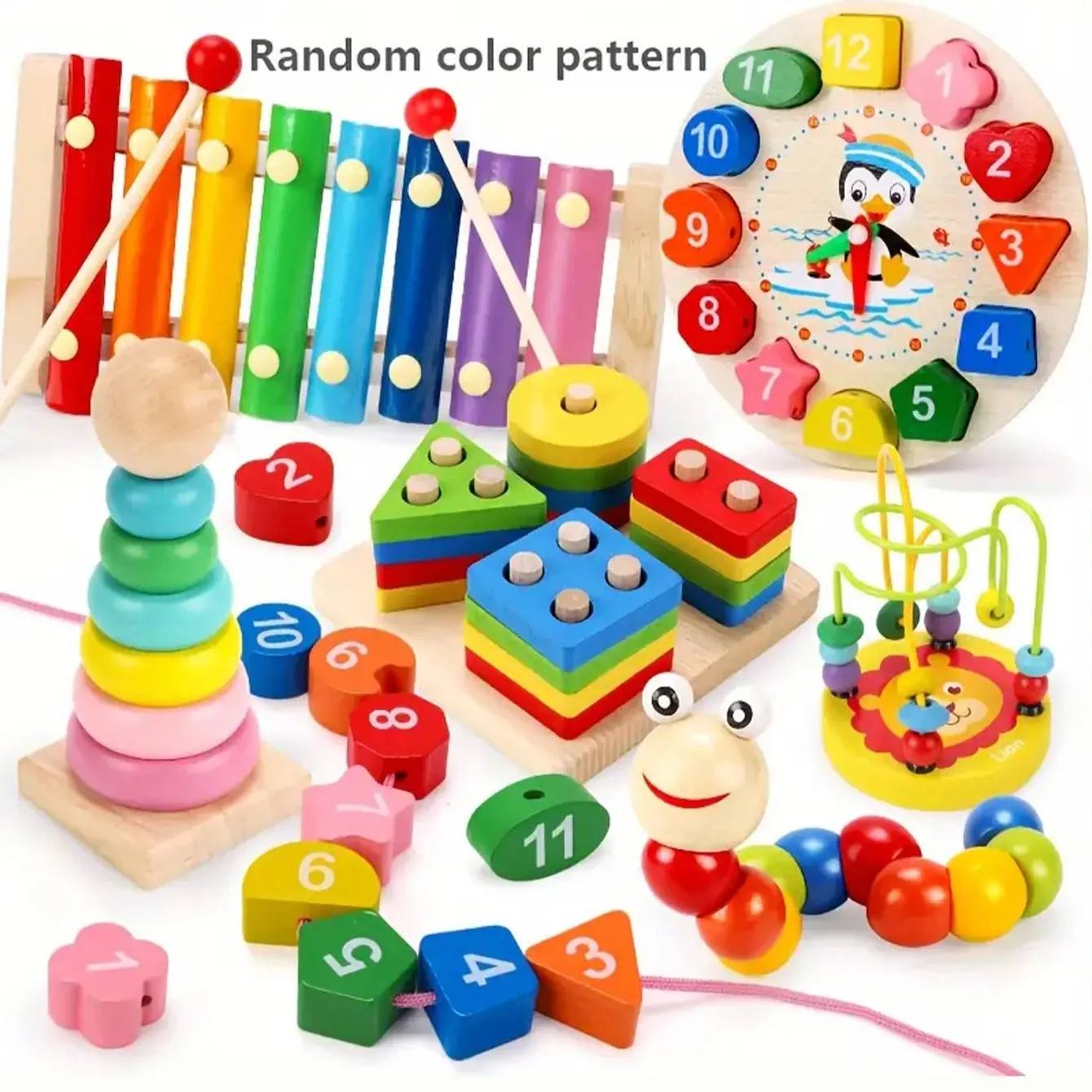 Montessori Wooden Toys, Durable and Safe Design Multi Activity Playset, Sensory Activity Board, Educational Learning Resource, Wooden Preschool Busy Board for Child Development, Ideal Gift