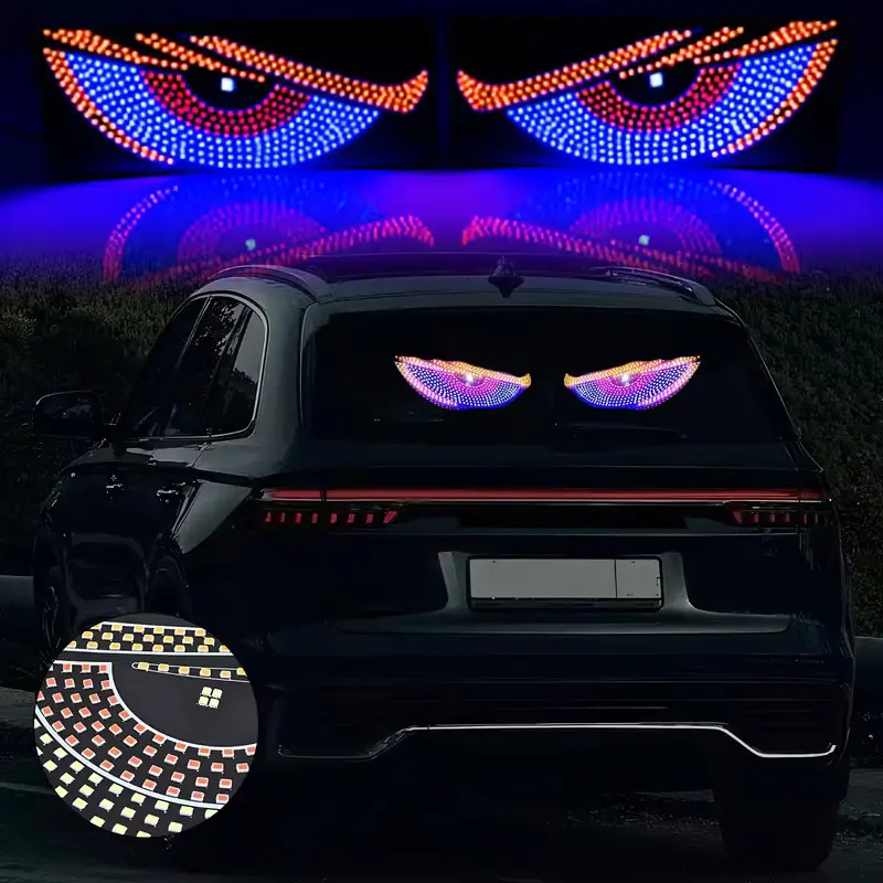 5V LED Devil Eyes Car Window Light - USB Plug&Play, 11 Modes Adjustable Brightness Animated Demon Eye Lamp, No-Wiring Easy Install for SUV/Truck, Car Atmosphere Lamp, Vehicle Decorative Led Lights Embellishment, Led Lights Car