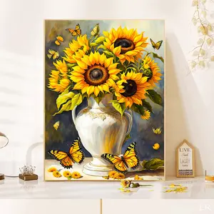 Sunflower Diamond Painting Kit 5D Round Drills DIY Home Wall Decor 30x40cm Full Drill Adhesive Canvas Easy Read Numbers Sentimental Value