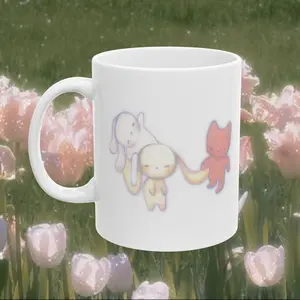 Kawaii Pastel Character Coffee Mug – Cute Aesthetic Ceramic Cup for Coffee, Tea & Matcha