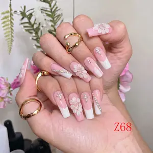 Nailbeebee Z68 1.3 inch Handmade Press-On Nails | Reusable,Salon-Quality,Long-Lasting,Glossy Design |  For Daily Office & Workplace,Date Nights & Romantic Outings,Shopping & City Leisure Trips,Holiday & Short Travels