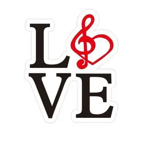 Love Decals for Car, Music Vinyl Sticker with Music Icon, Word Love Transparent Sticker for Window, Electronic case, Waterbottle, Music Quote Sticker, 4x4