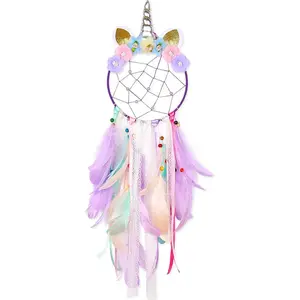 Dream Catchers  Unicorn Wall Decor for Girls Bedroom Flower Feather Wall Hanging Decoration