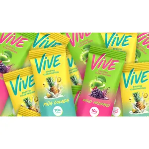 VIVE ENERGY + CLEAR PROTEIN SAMPLERS 10 PACKS 10g Whey Protein Isolate 100mg Caffeine Zero Sugar Low Calorie Pomegranate Extract