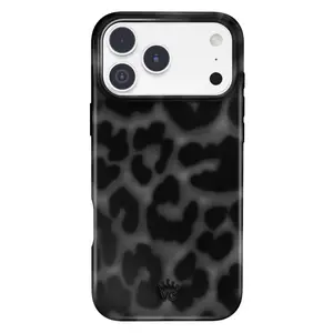 Instant It Girl! Turn heads in this glossy MagSafe case featuring black leopard spots on a dimensional cool grey base.