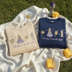 Embroidered R@punz3l Sweatshirt, Princess Shirt, At Last I See the Light, Girls Trip Shirts, Princess Crewneck