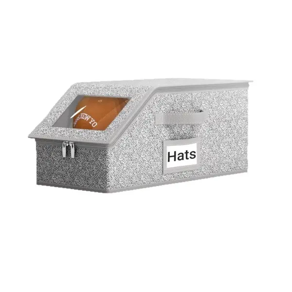 Rectangle Stackable Dustproof Hat Storage Organizer Boxes for Men's Baseball Caps, Durable Cardboard Holder for Up to 24 Hats, Classic Wardrobe Home Organizing Solution