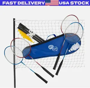 Recreational Badminton Set for Backyard Brand New 4 Rackets Net Case Outdoors
