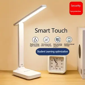 Foldable LED Desk Lamp with Eye-Care Function, Dual Power Battery/USB, Adjustable Brightness, Ideal for Students Dorms Bedside Reading, Dimmable Lamp