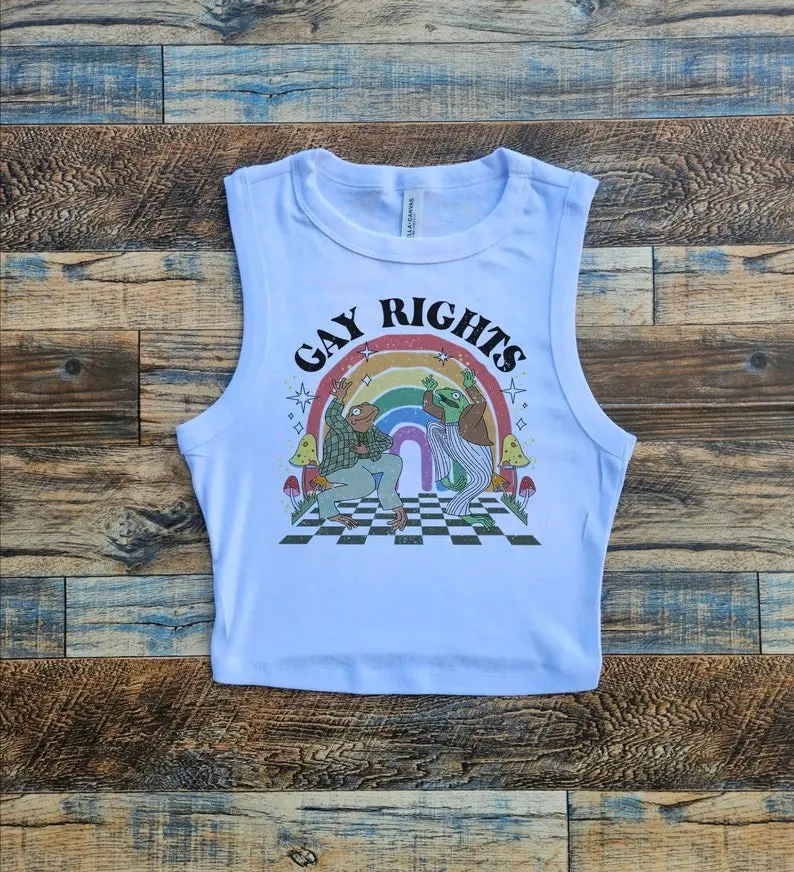 Pride Flag Crop Tank Top lgbtqia, Baby Tee Gay Flag, lgbtqia tshirt, Pride Month Crop Tank, Womens Crop Top and Tank, gay 2025