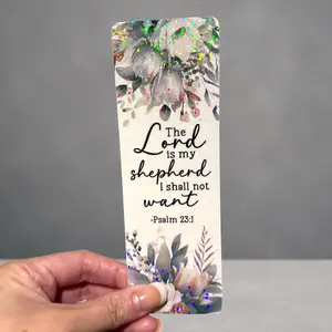 Psalm 23 Christian Bookmark with Holographic Finish Featuring The Lord is My Shepherd Design Christian Inspirational Bookmarks