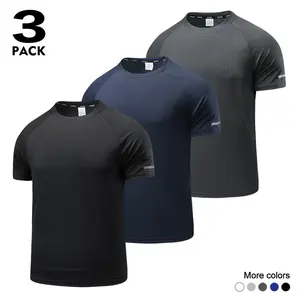 3-Pack Men's Sport Athletic T-Shirt Raglan Sleeve Crew Nec Quick Dry Breathable Mesh Gym Workout Running Summer Top