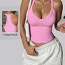 Women's Basic Seamless Vest, Deep V-Neck Backless Sleeveless Top, Stretchy Ribbed Fabric, Perfect for Gym, Yoga & Daily Wear, Versatile Styling