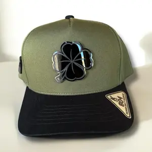Clover Hat on Black Plate SnapBack - Simple Design for Versatile Use, Available in Multiple Colors: Olive,Beige, Red & Blue