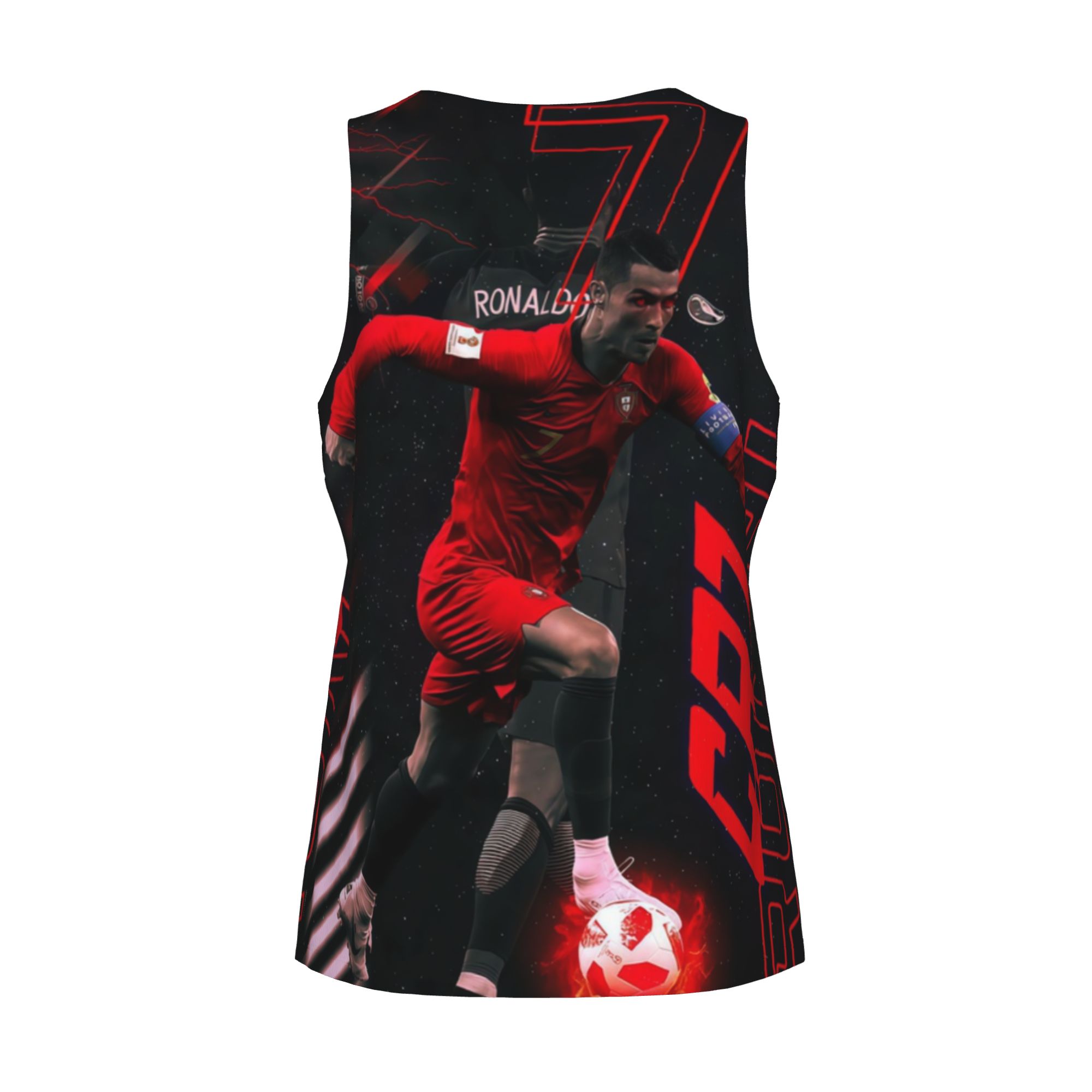 Cristiano Ronaldo #7 Portugal Fire Edition Graphic Sleeveless Tank Top for Men Men's Ronaldo Football Fire Graphic Muscle Shirt | Breathable Summer Sports Vest
