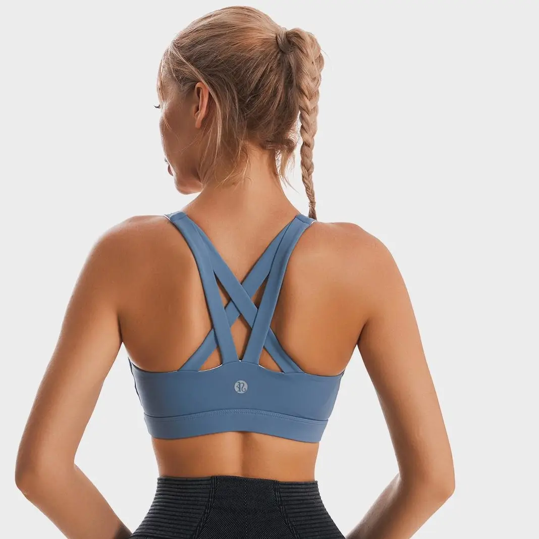 RUNNING GIRL Sports Bra for Women Criss-Cross Back Padded Strappy Sports Bras High Support Gym Bra with Removable Cups Underwear bra