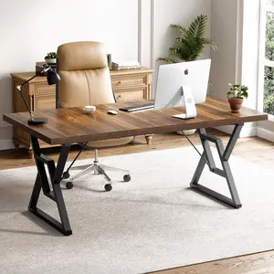 63" Large Executive Office Desk – Modern Computer Workstation with Sturdy Metal Frame, Spacious Writing Table for Home Office Setup & Productivity