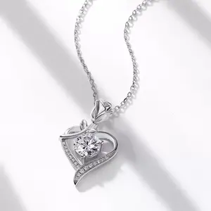 Valentines Day Gif Rose Flower Heart Pendant Necklace Anniversary Birthday Gifts for Women Mom Wife Her