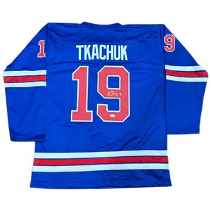 Matthew Tkachuk Autographed USA (Blue #19) Custom Stitched Hockey Jersey - JSA