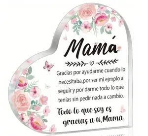Transparent Acrylic Heart-Shaped Memorial Plaque - Home Decor Sign, Ideal Gift for Mom for Mother's Day, Mom's Birthday