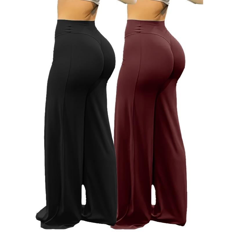 2026  Spring Activewear Essential! 2-Piece Plus-Size Women’s Wide-Leg Yoga Pants Set | Comfortable for Outdoor Yoga, Fitness & Casual Outings | Trendy Athleisure Staple