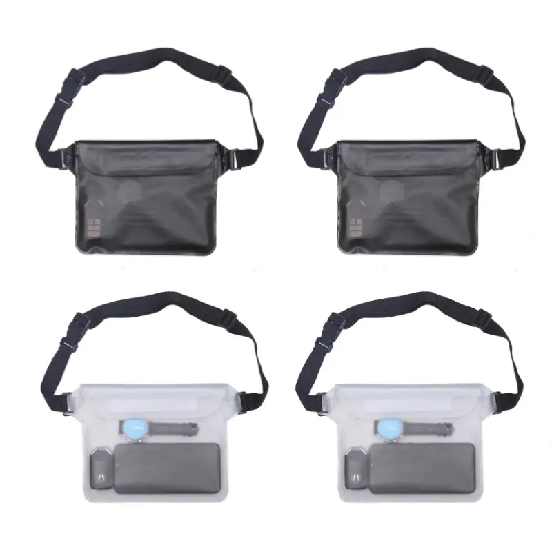 4-Count Waterproof Waist Gear Dry Bag Set with Clear Phone Pouch & Belt - Floating for Beach Adventures, Waterproofing to Keep Items Stay Dry, Swim Kit Accessory for Boating Water Sports