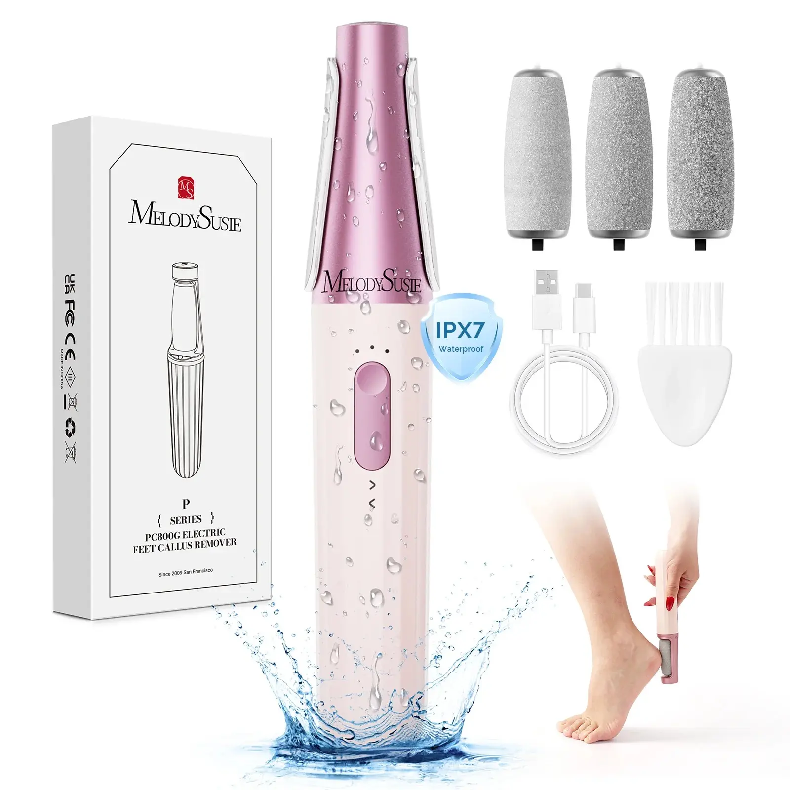 PC800G Rechargeable Feet Callus Remover, ginger nail treatment and portable foot care tool PC800G Rechargeable Feet Callus Remover, ginger nail treatment and portable foot care tool