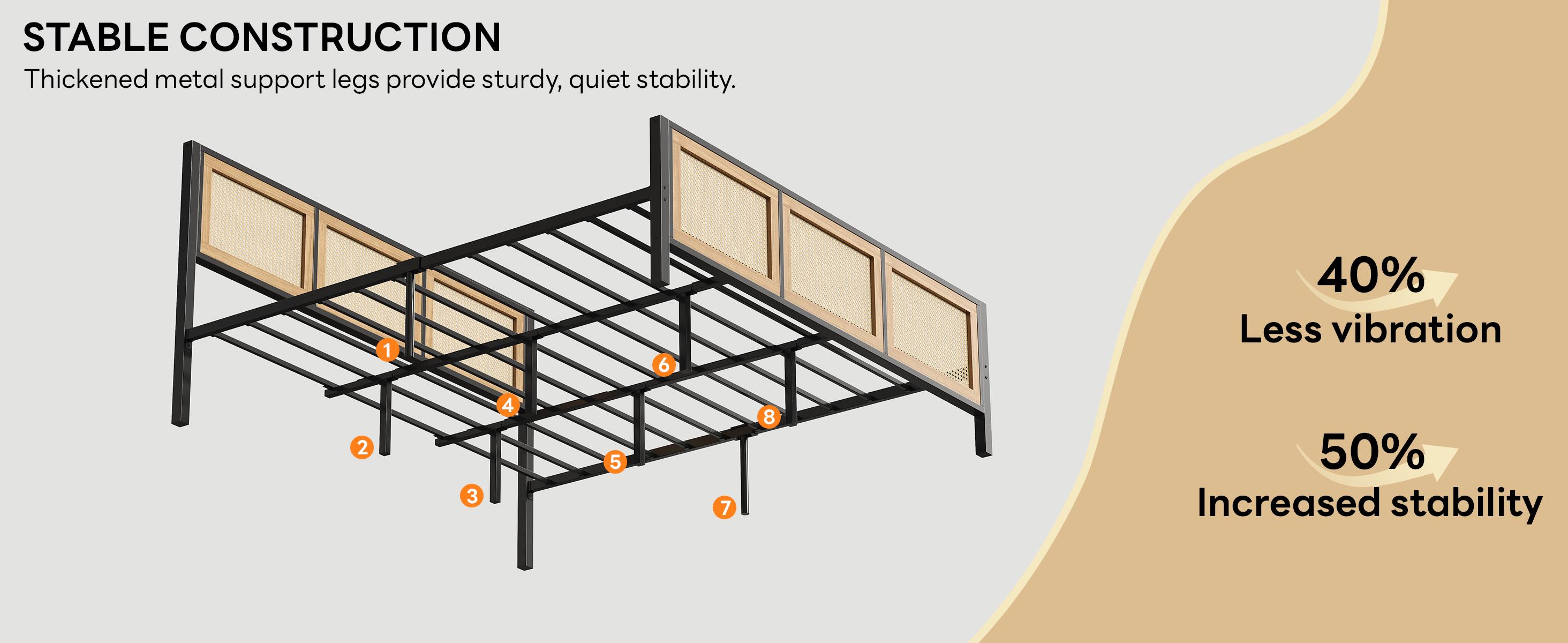 LIKIMIO King Bed Frame with Headboard, Wood Camas Queen with Strong Metal Slats Support, No Box Spring Needed for Bedroom and Guest Room