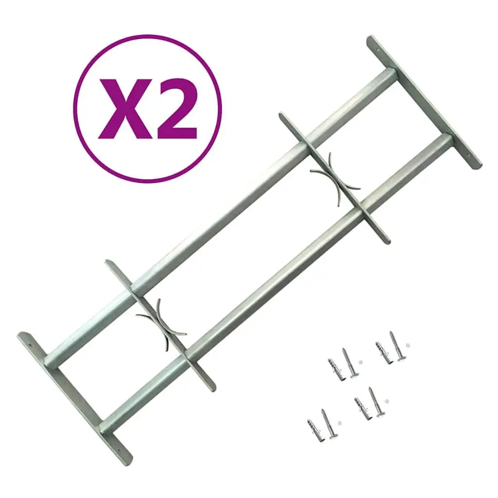 vidaXL 2x Adjustable Security Grilles for Windows Building Material Home House Office Accessory Security Protection Galvanized steel 27.6"-41.3 3057508