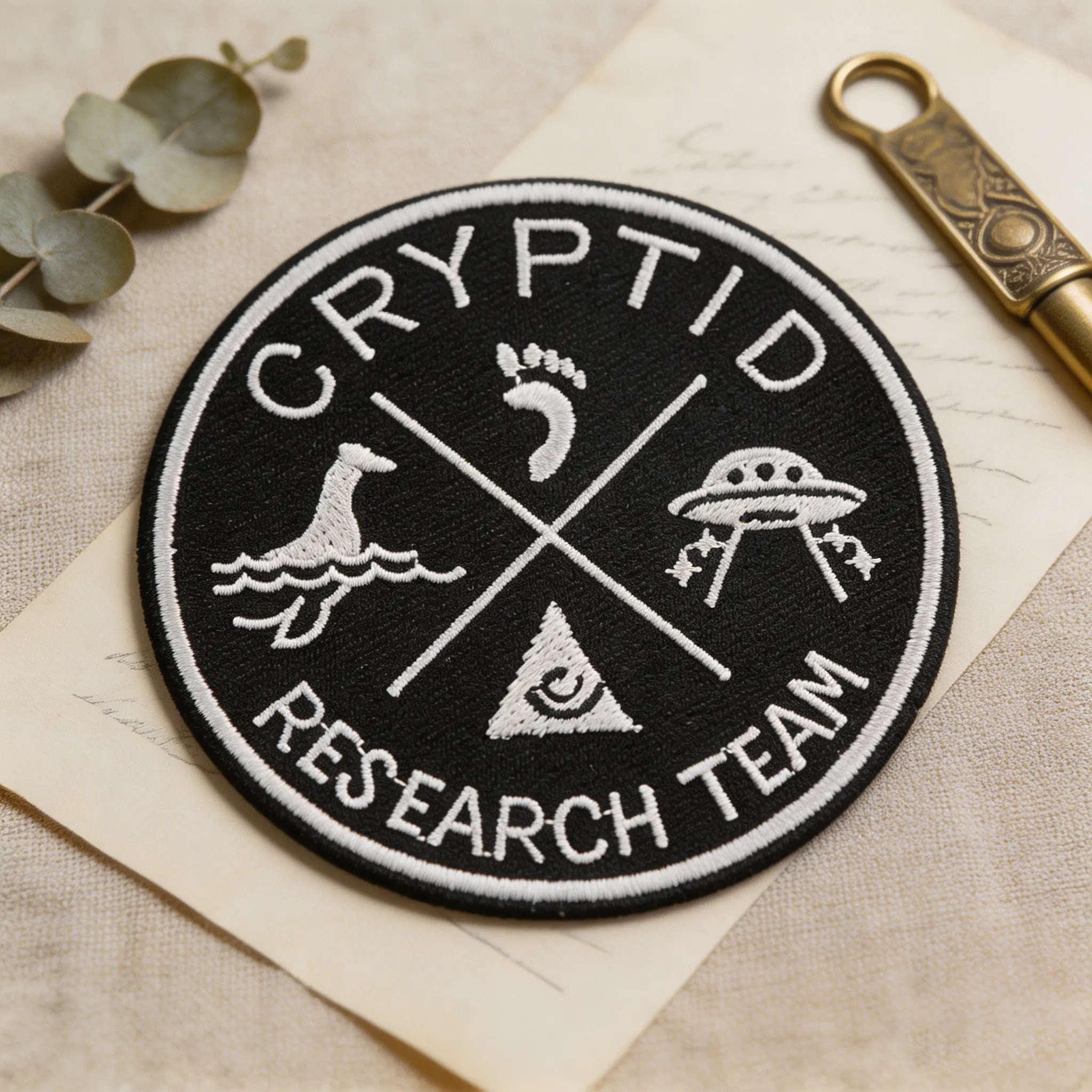 Cryptid Research Team Embroidered Patch, Unique Embroidery, Self-Adhesive Iron-On, Suitable for Clothes, Jackets, Hats, Accessories, Embroidery Patches