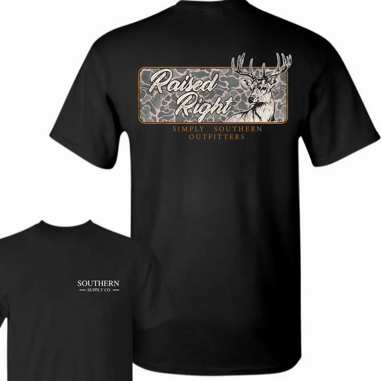 Raised Right Hunting T-Shirt - Southern Deer Camo Outfit Tee, Country Lifestyle Shirt for Outdoorsmen, Menswear Top