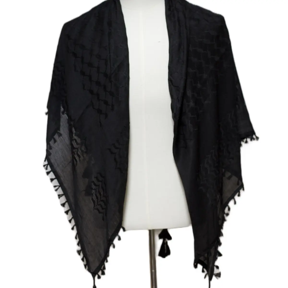 Ahla Shabab All Black Hatta/Kuffiyeh - Unisex Lace Cap, Long Sleeves, Simple Design, All-Season Wear, Fashionable Style for Men & Women