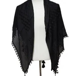 Ahla Shabab All Black Hatta/Kuffiyeh - Unisex Lace Cap, Long Sleeves, Simple Design, All-Season Wear, Fashionable Style for Men & Women