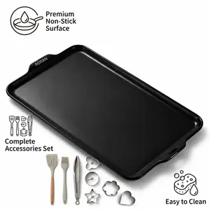 AORAN dishwasher-safe ceramic baking pan is a non-stick, food-grade baking pan that is Teflon-free and perfect for baking bacon, chicken wings, steak, ham, sandwich bread, and toast. It's also great for family gatherings.