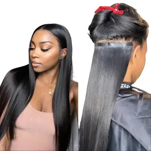 LUVME 100% Virgin Human Hair Extensions Seamless & Invisible Edge Straight, Body Wave, Kinky Curly, Yaki Straight Clip-In Full Ends
