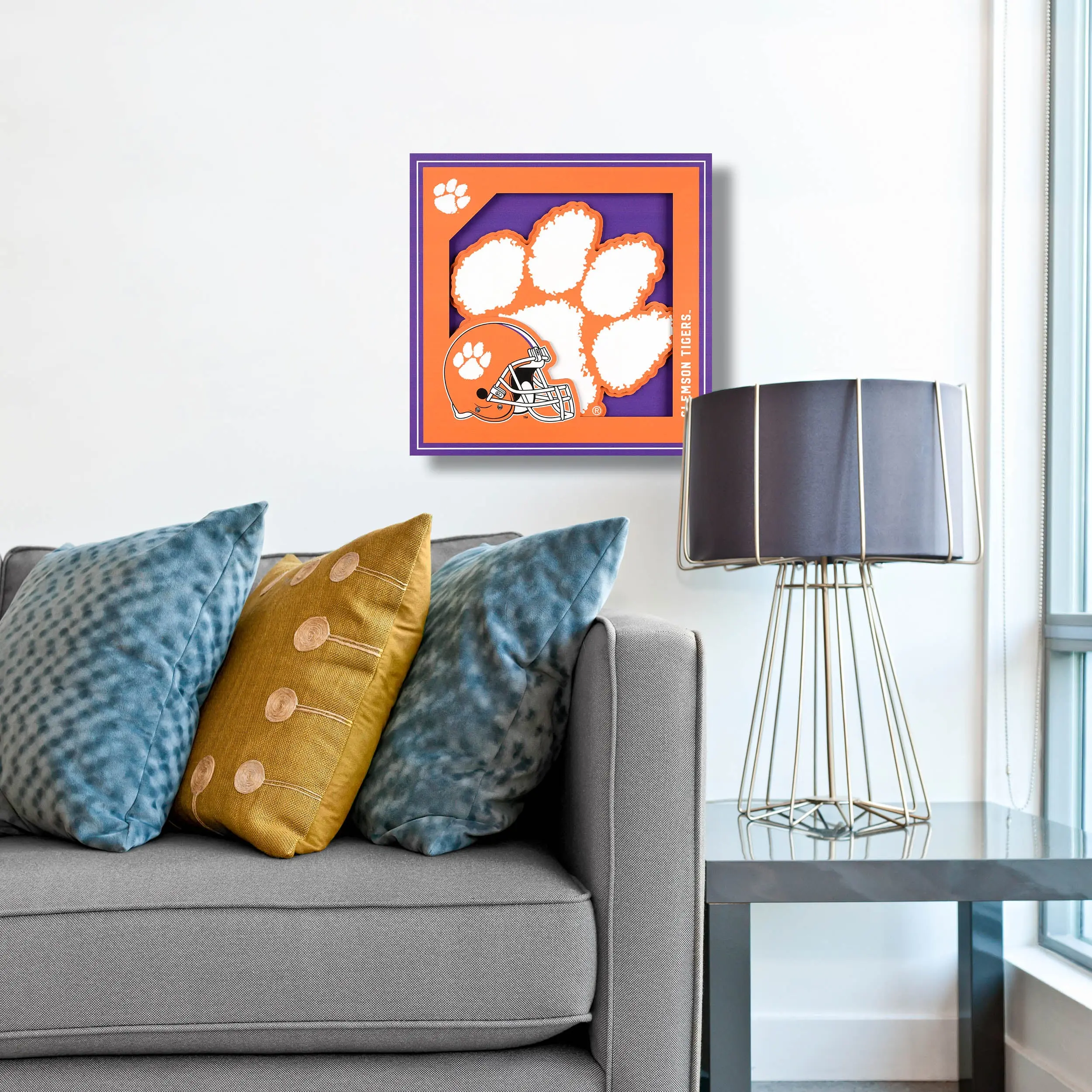 Clemson Tigers 3D Logo Series Wall Art - 12"x12"