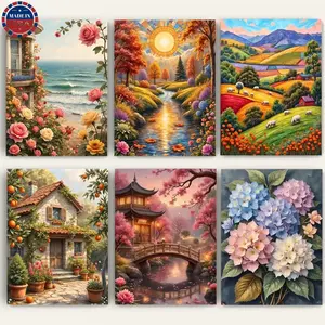 DIY Paint By Numbers Kit Framed & Unframed Easy Painting for All Ages Gift Box with Brushes Acrylic Paints Numbered Linen Canvas & Garden Digital Oil Painting