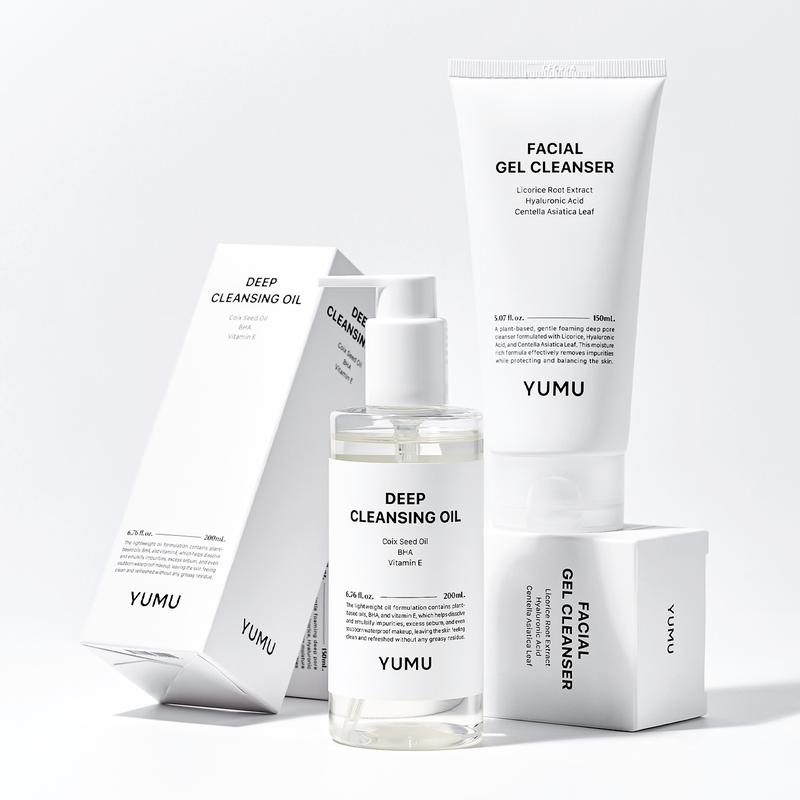 YUMU Double Cleansing Duo Set | Gentle Face Wash + Pore Control Cleansing Oil, Hydrating, Korean Skin Care