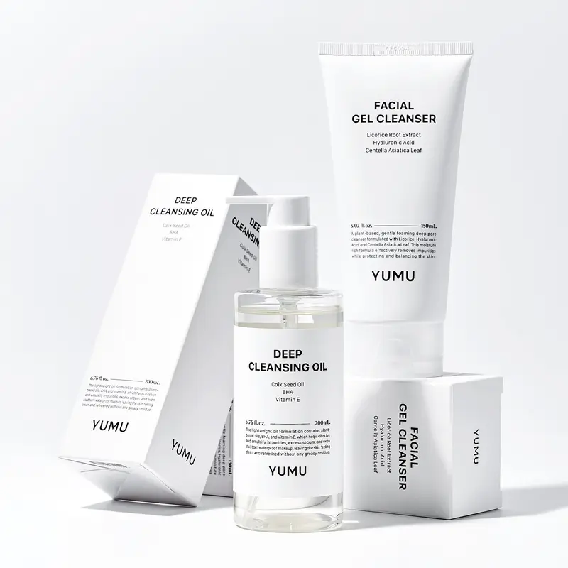 YUMU Double Cleansing Duo Set | Gentle Face Wash + Pore Control Cleansing Oil, Hydrating, Korean Skin Care