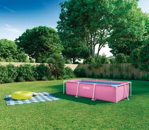 Pink Rectangular Metal Frame Pool