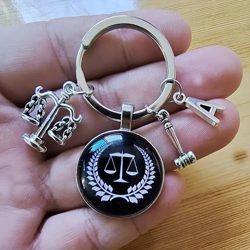 Stylish Metal Justice Emblem Keychain - Chain-Attached, Compact, Metal Replica Fashion Accessory Keychain Ideal Gift for Law Professionals, Chain-Attached Keychains, Compact Keychain Keychains