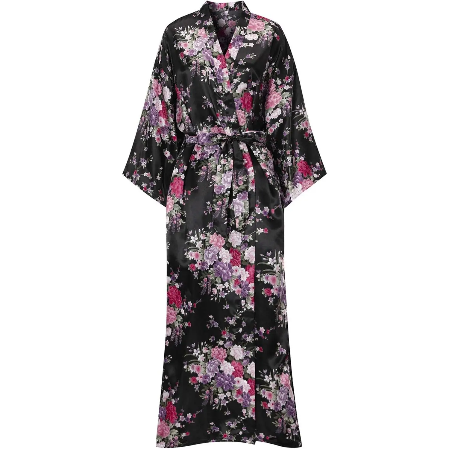Women's Long Silk Robes Lightweight Long Satin Robes Full Length Sleepwear Dressing Gown