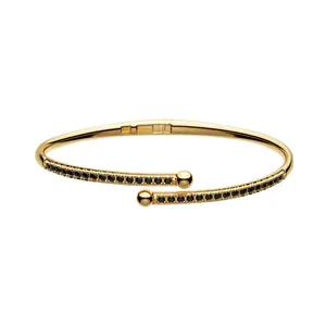YENAÉ Honeycomb Bracelet - 18K Gold Plated | Adjustable | Black Spinel Gemstones | Skin-Friendly | Nickel & Lead-Free | Hand Polished | Gift-Ready