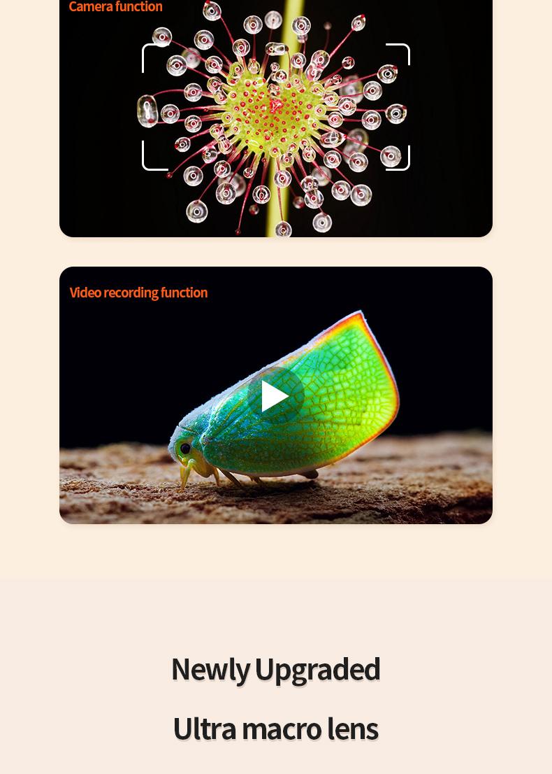 Early learning toy electronic magnifying glass. High-definition pixel images for children observing plants and insects, suitable for boys and girls aged 4–10. Mini handheld pocket digital microscope, easy to carry, fosters curiosity and a desire to explor