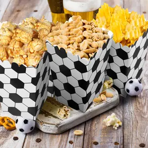 10Pcs Fun Party Popcorn Boxes Bags Buckets Containers Stand Sports Party Supplies Decorations (football), Ideal for Events & Gatherings