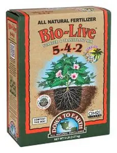 Down To Earth Bio-Live 5-4-2 Fertilizer - All Natural Starter & Transplant Mix- 5lb box
