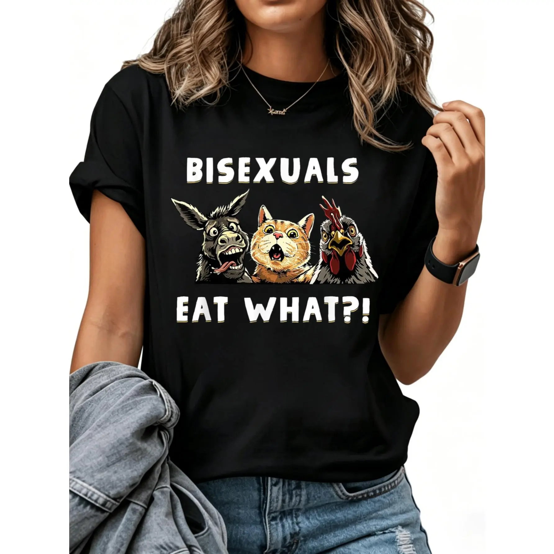100% Cotton What Do Bisexuals Eat Meme LGBTQ Funny Bisexual Pride Month T-Shirt