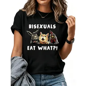 100% Cotton What Do Bisexuals Eat Meme LGBTQ Funny Bisexual Pride Month T-Shirt